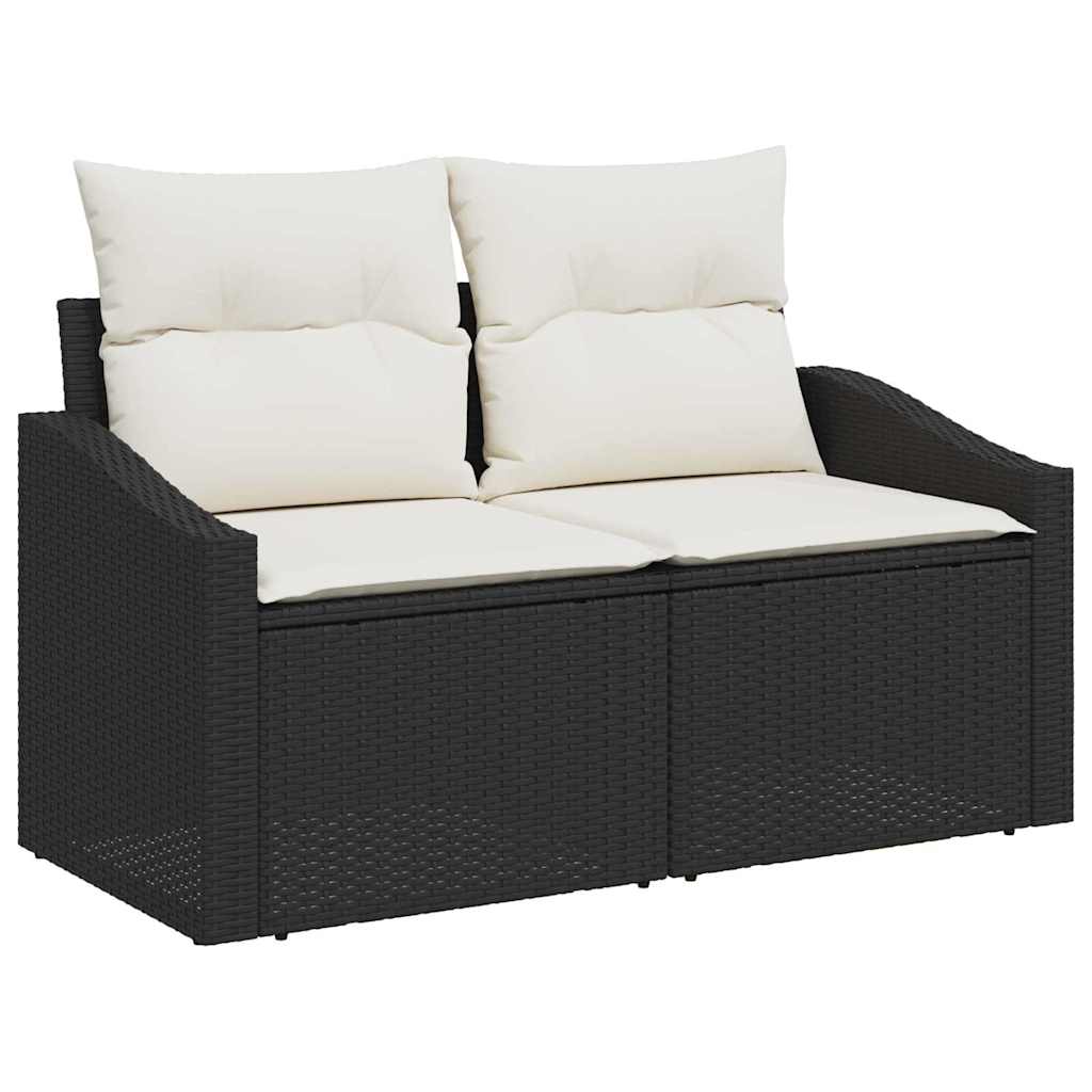 Garten-Sofa-Set mit Speicher 9 pcs Schwarz Poly Rattan